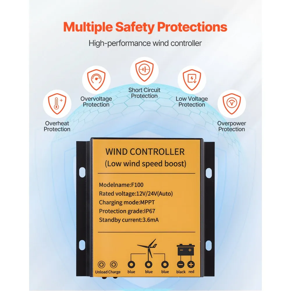 VEVOR Wind- und Solarenergie-Set 24 V 1000 W, 6 Module – Bild 9